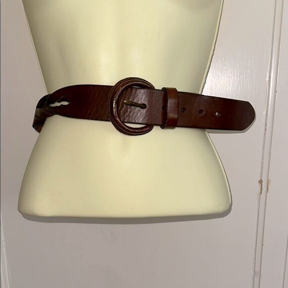 Fossil Wide Brown Twisted Leather Belt - Picture 1 of 8
